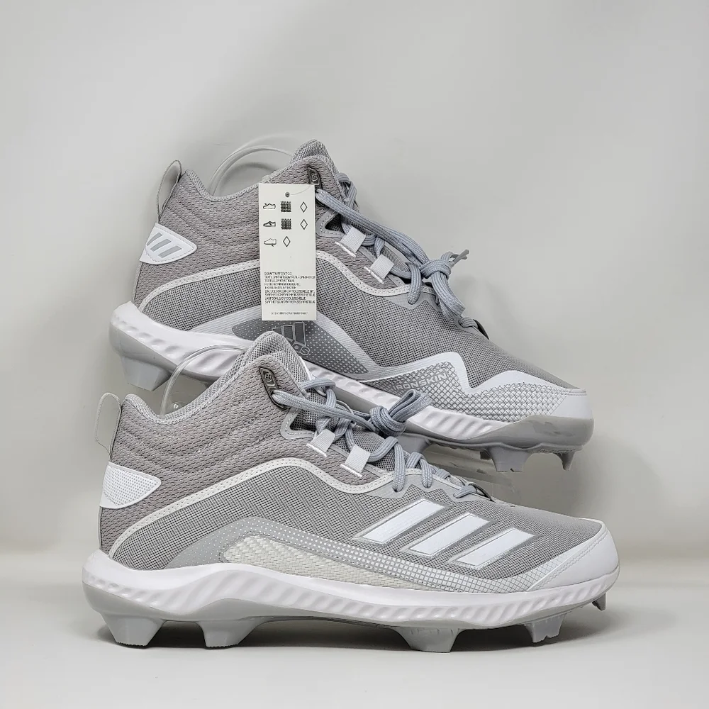 Adidas Icon 6 Bounce Mid TPU Baseball Cleats Gray Men’s Size Multi FV6198 New